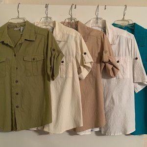 White Stag Small Short Sleeve Five Button Top